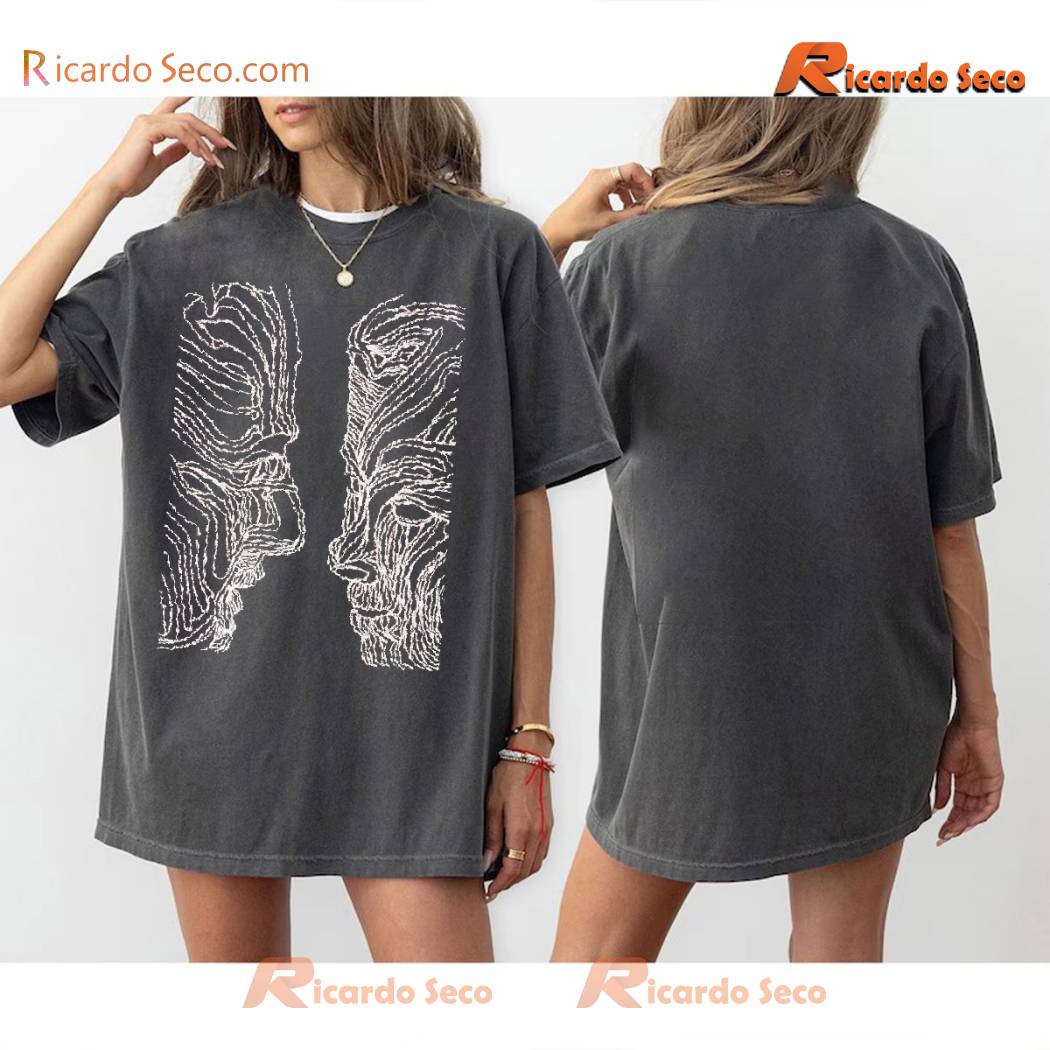 Crewneck Tee-shirt With Large Stencil Print On Rear Unisex T-shirt, Women's V-neck a Crewneck Tee-shirt With Large Stencil Print On Rear Unisex T-shirt, Women's V-neck a