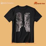 Crewneck Tee-shirt With Large Stencil Print On Rear Unisex T-shirt, Women's V-neck b