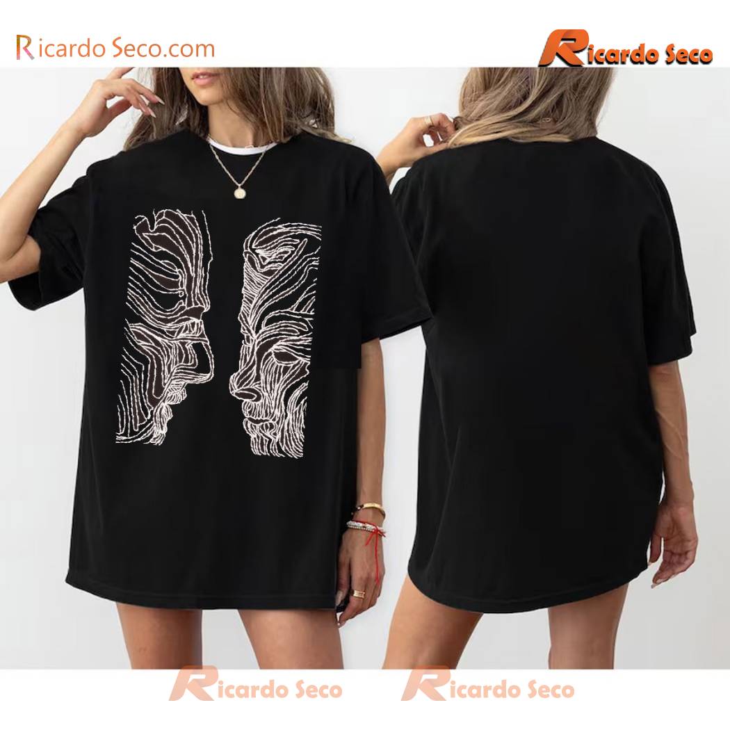 Crewneck Tee-shirt With Large Stencil Print On Rear Unisex T-shirt, Women's V-neck Crewneck Tee-shirt With Large Stencil Print On Rear Unisex T-shirt, Women's V-neck