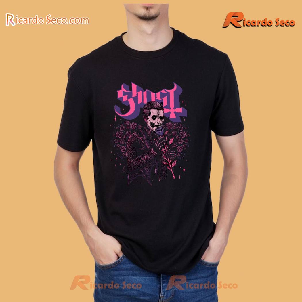 Ghost Valentines Vintage Graphic T-shirt, Women's V-neck c Ghost Valentines Vintage Graphic T-shirt, Women's V-neck c