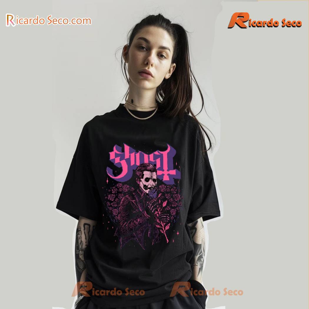 Ghost Valentines Vintage Graphic T-shirt, Women's V-neck Ghost Valentines Vintage Graphic T-shirt, Women's V-neck