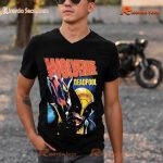 Marvel Wolverine & Deadpool Jumbo Vintage Graphic Unisex T-shirt, Women's V-neck