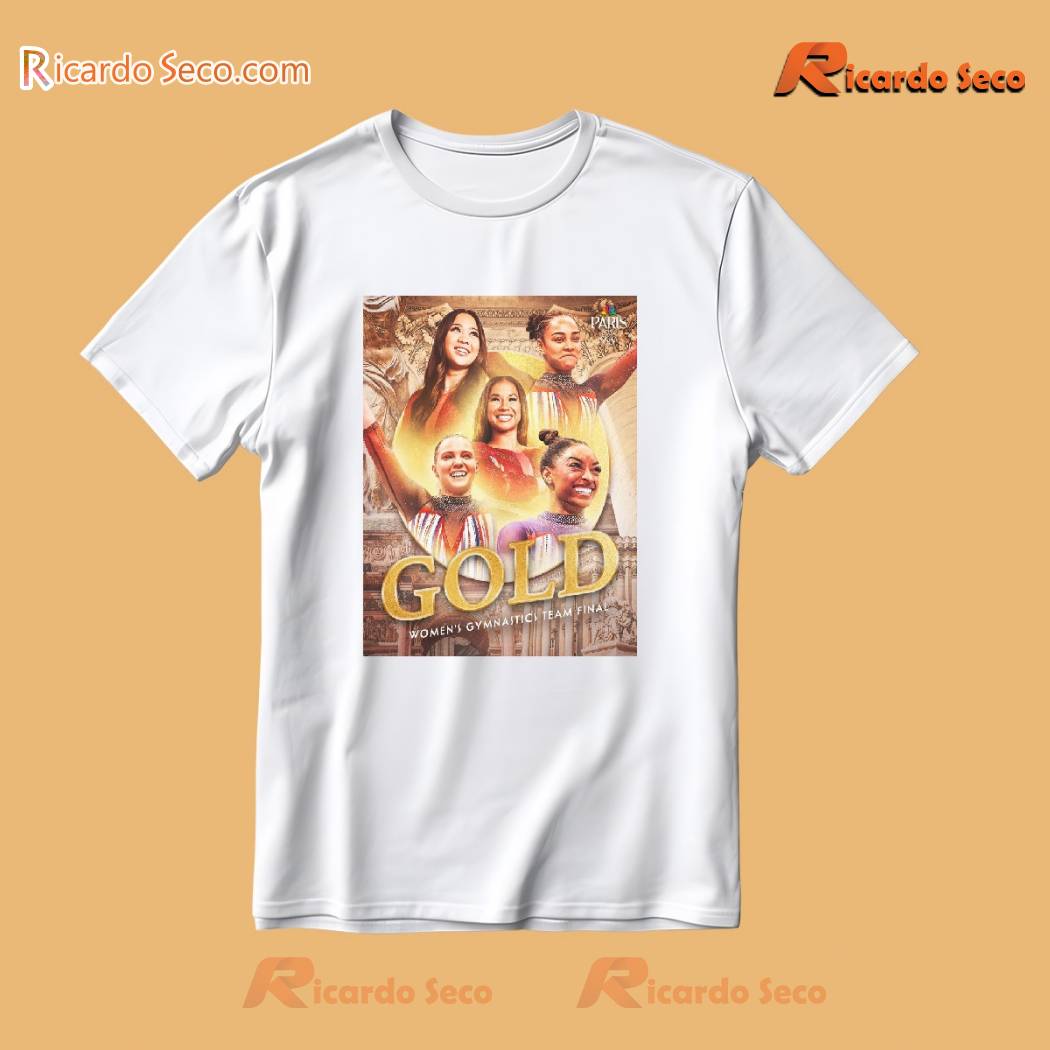 Paris Olympics Usa Gymnastics Takes Gold In The Women’s Gymnastics Team Final Unisex T-shirt, Women's V-neck a Paris Olympics Usa Gymnastics Takes Gold In The Women’s Gymnastics Team Final Unisex T-shirt, Women's V-neck a