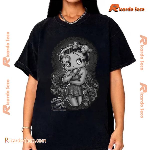 Betty Boop Fashion Roses Vintage Unisex V-neck Ladies, Classic Men Shirt