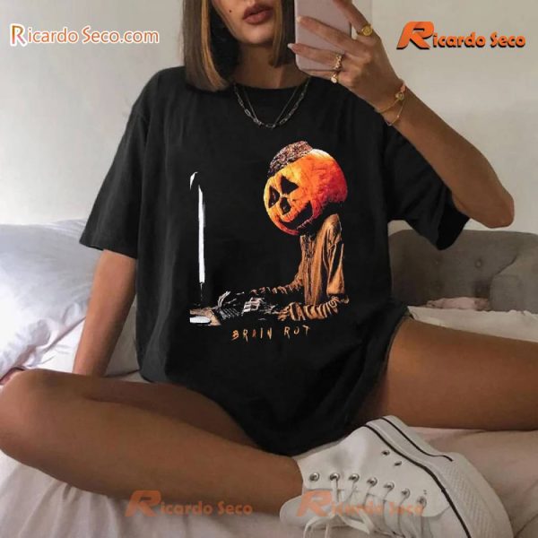 Brain Rot Pumpkin Head Graphic Unisex T-shirt, Classic Men Shirt