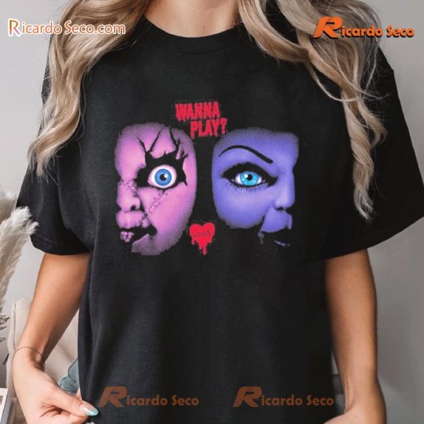 Chucky And Tiffany Wanna Play Graphic Horror Movie Shirt, Classic Men Shirt