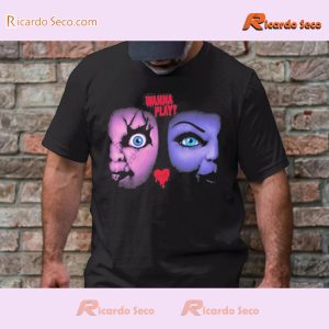 Chucky And Tiffany Wanna Play Graphic Horror Movie Shirt, Classic Men Shirt a