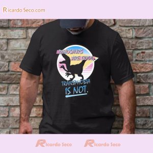 Dinosaurs Are Cool Transphobia Is Not Graphic Unisex Tee, Funny Shirt, V-neck Ladies a