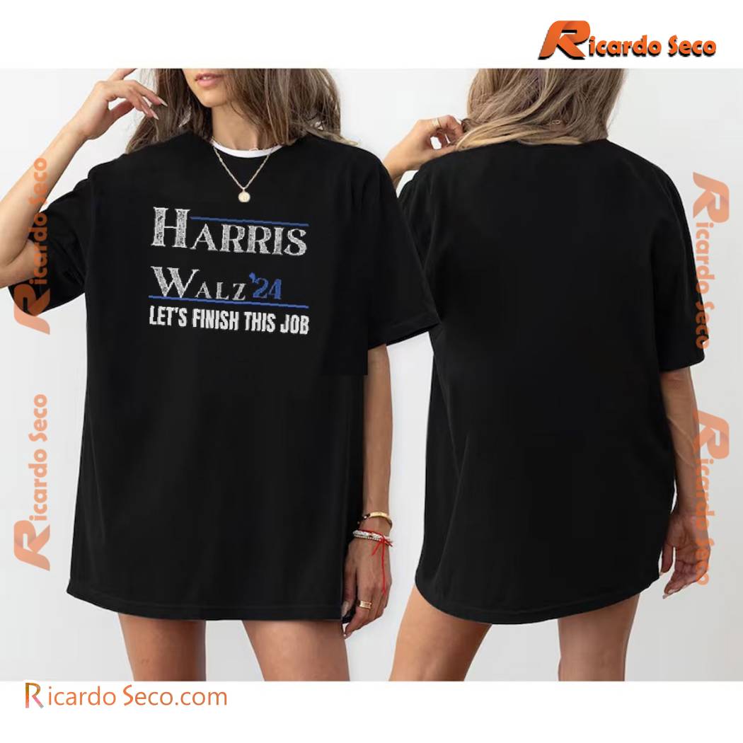 Harris Waltz 2024 For President Girl Power Madam President Harris 2024 Shirt Let's Finish This Job Election 2024, Unisex T-shirt, V-neck Ladies a Harris Waltz 2024 For President Girl Power Madam President Harris 2024 Shirt Let's Finish This Job Election 2024, Unisex T-shirt, V-neck Ladies a