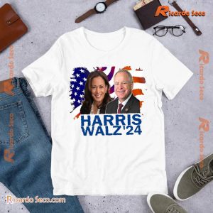 Harris Waltz 2024 Shirt, Vote Kamala Tee, Kamala Harris Tim Waltz Election, President Campaign Unisex T-shirt, Ladies V-neck b