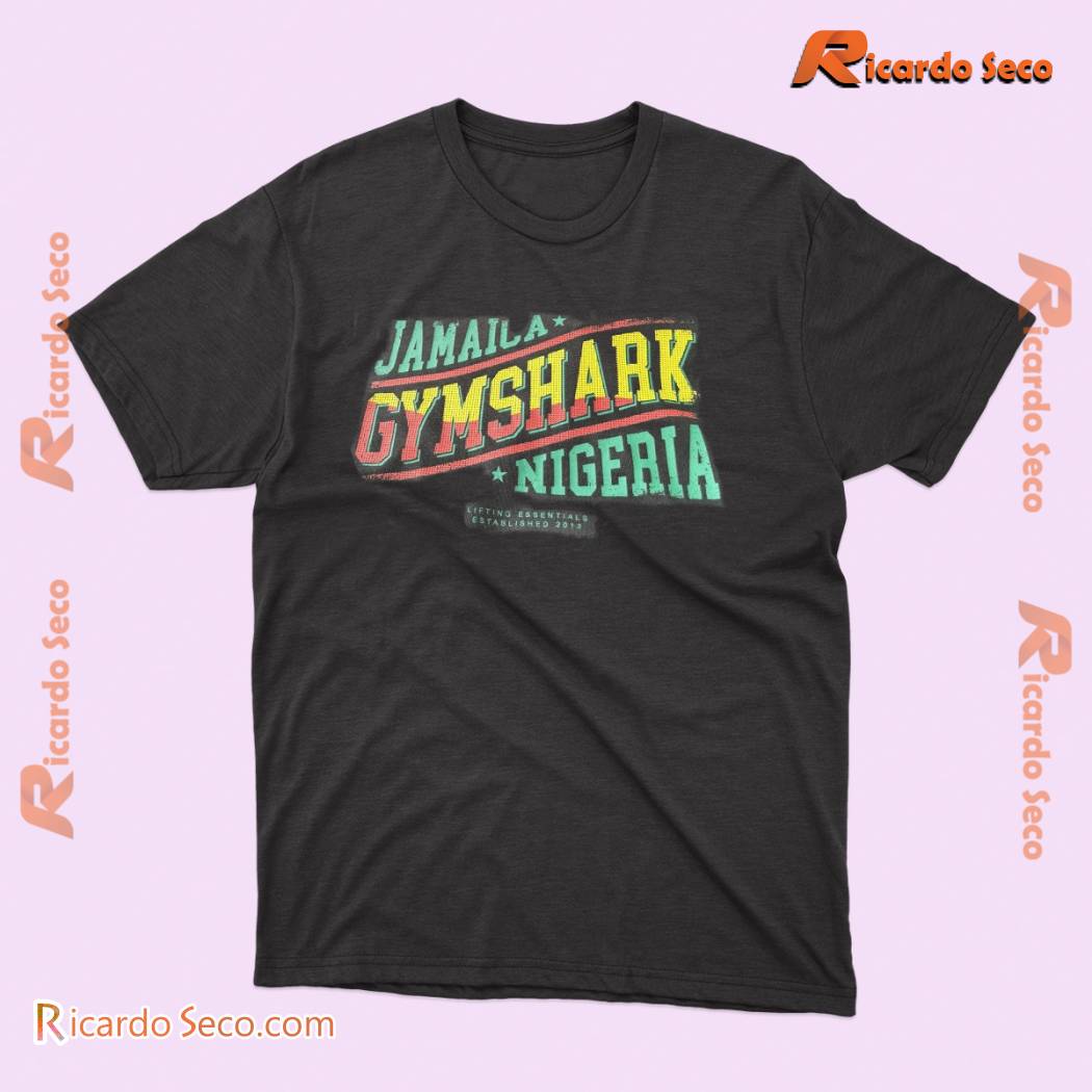 Jamaica Gymshark Nigeria Indiyah And Dami X Lifting Essentials Established 2012 Printed Shirt, Classic Men Shirt, V-neck Ladies b Jamaica Gymshark Nigeria Indiyah And Dami X Lifting Essentials Established 2012 Printed Shirt, Classic Men Shirt, V-neck Ladies b
