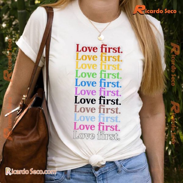 Kamala Harris X Doug Emhoff Love First Adults' Vintage Unisex Tee, Classic Men Shirt, V-neck Ladies