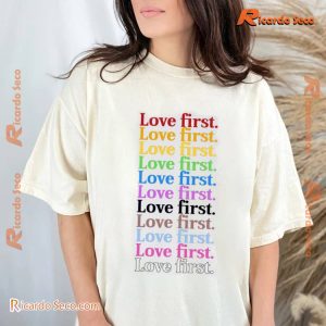 Kamala Harris X Doug Emhoff Love First Adults' Vintage Unisex Tee, Classic Men Shirt, V-neck Ladies-b