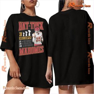 Mlb Kansas City Chiefs Hat-trick Patrick Mahomes 3x World Champion 2024 Graphic Unisex T-shirt, Classic Men Shirt b