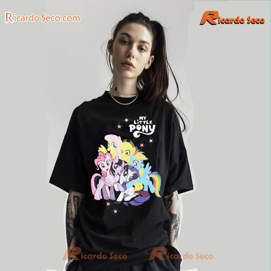 My Little Pony Group Graphic Unisex T-shirt, Ladies V-neck a My Little Pony Group Graphic Unisex T-shirt, Ladies V-neck a