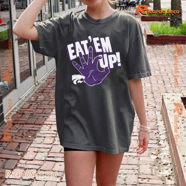 NCAA Kansas State Wildcats Eat 'em Up Cats Graphic Unisex T-shirt, Classic Men Shirt