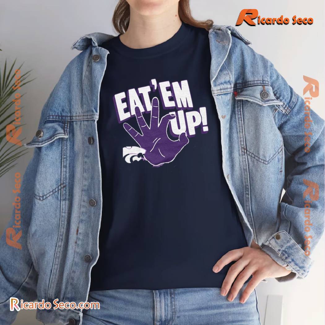 NCAA Kansas State Wildcats Eat 'em Up Cats Graphic Unisex T-shirt, Classic Men Shirt b NCAA Kansas State Wildcats Eat 'em Up Cats Graphic Unisex T-shirt, Classic Men Shirt b