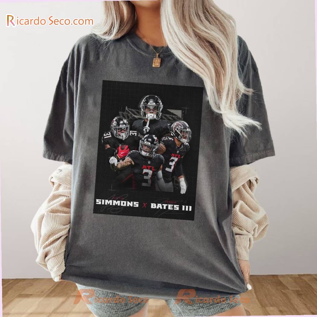 NFL Atlanta Falcons Justin Simmons X Jessie Bates III Graphic Tee, Gift For Fan, Classic Men Shirt NFL Atlanta Falcons Justin Simmons X Jessie Bates III Graphic Tee, Gift For Fan, Classic Men Shirt