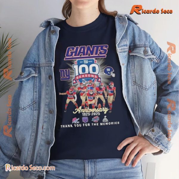 NFL New York Giants 100th Anniversary 1925-2025 Thank You For The Memories Unisex T-shirt, Classic Men Shirt