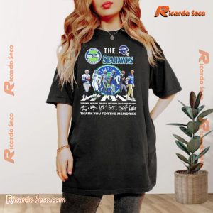 NFL Seattle Seahawks Abbey Road Thank You For The Memories Signatures Graphic Unisex T-shirt, Comfort Colors, Classic Men Shirt a