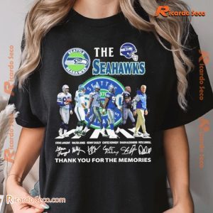 NFL Seattle Seahawks Abbey Road Thank You For The Memories Signatures Graphic Unisex T-shirt, Comfort Colors, Classic Men Shirt b