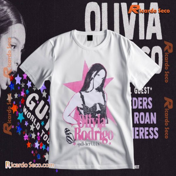 Olivia Rodrigo Guts Pink Star Gift For Music Fan Unisex T-shirt, V-neck Ladies