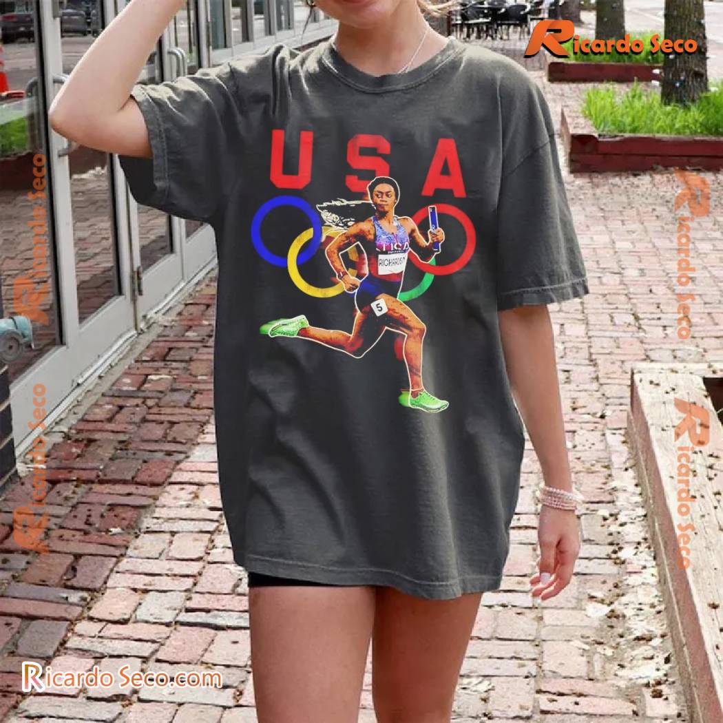 Olympics Paris 2024 Sha'carri Richardson 2024 Team Usa Olympics Paris Graphic Unisex Tee, V-neck Ladies a Olympics Paris 2024 Sha'carri Richardson 2024 Team Usa Olympics Paris Graphic Unisex Tee, V-neck Ladies a