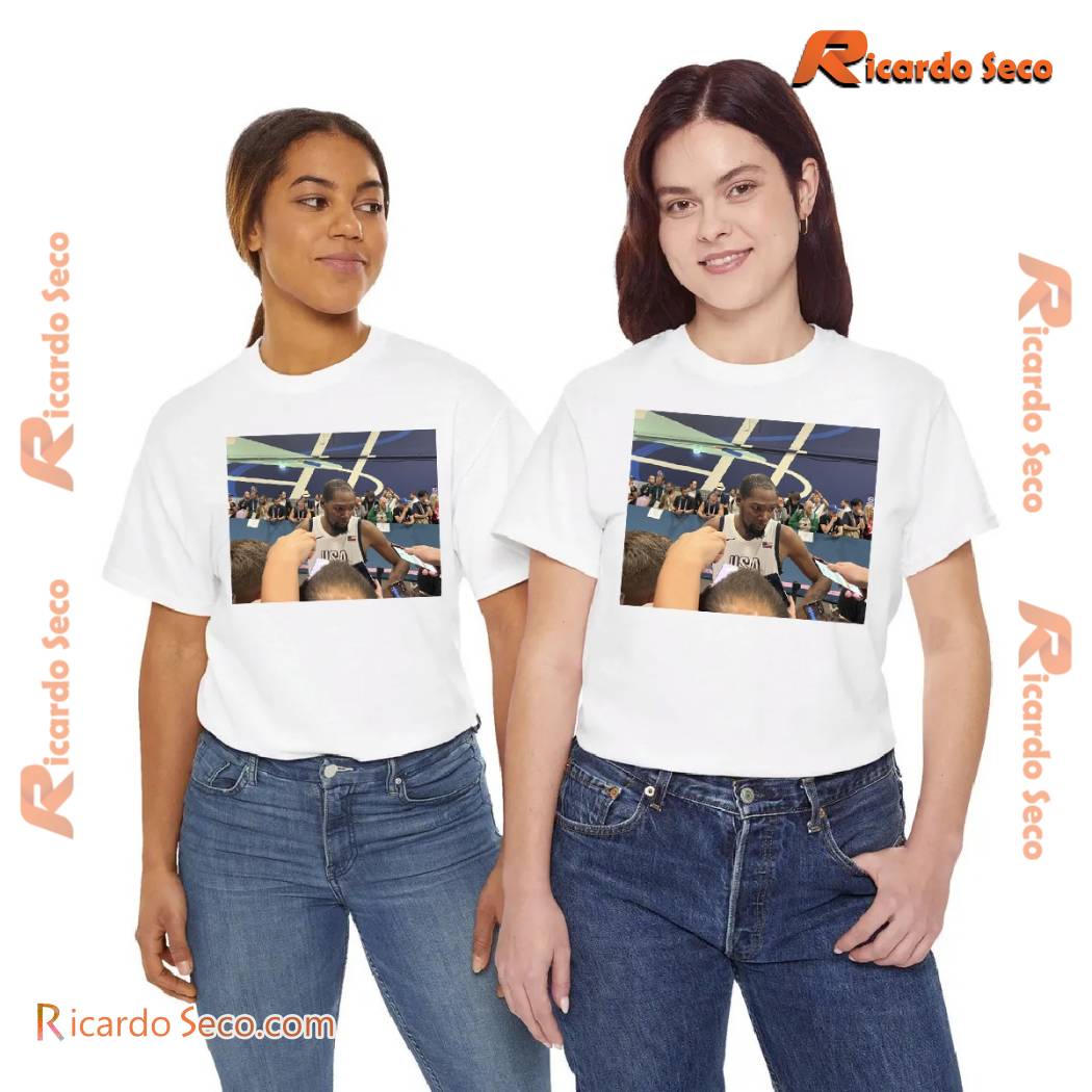 Paris Olympic 2024 Team Usa Basketball Win Serbia Kevin Durant Answer The Interview Unisex T-shirt, Classic Men Shirt b Paris Olympic 2024 Team Usa Basketball Win Serbia Kevin Durant Answer The Interview Unisex T-shirt, Classic Men Shirt b