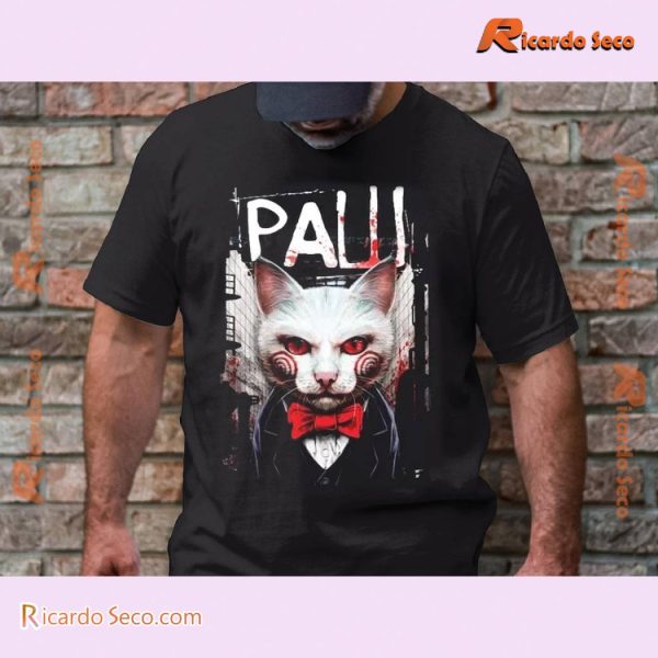 Paw (Saw) Cat Horror Graphic Unisex T-shirt, V-neck Ladies b