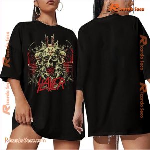 Slayer Skulls Boyfriend Fit Girls Graphic Unisex T-shirt, Classic Men Shirt b