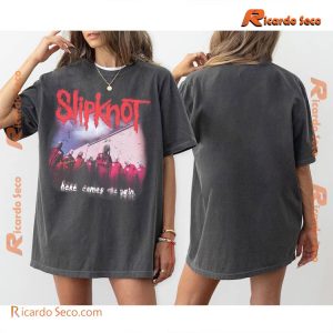 Slipknot Here Comes The Pain Tour 2024 Photo Graphic Unisex Shirt, V-neck Ladies a