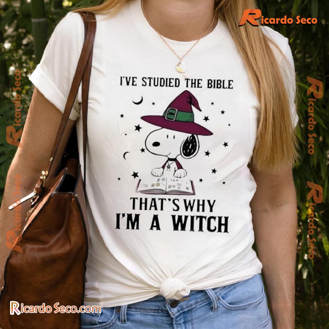 Snoopy I've Studied The Bible That’s Why I’m A Witch Graphic Unisex T-shirt, Gift For Fan, Classic Women Shirt Snoopy I've Studied The Bible That’s Why I’m A Witch Graphic Unisex T-shirt, Gift For Fan, Classic Women Shirt