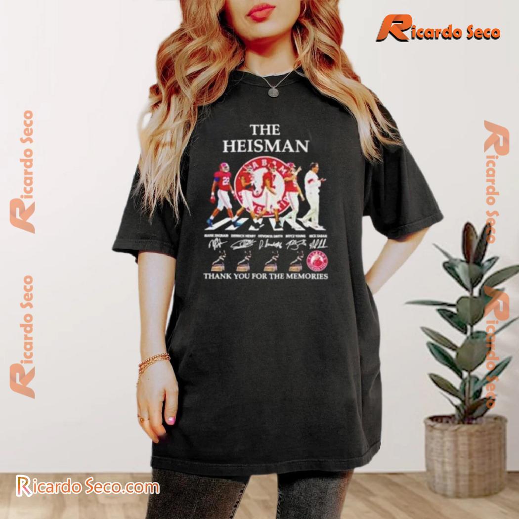 The Heisman Alabama Crimson Tide Thank You For The Memories Abbey Road Signature Graphic Unisex T-shirt, Classic Men Shirt The Heisman Alabama Crimson Tide Thank You For The Memories Abbey Road Signature Graphic Unisex T-shirt, Classic Men Shirt
