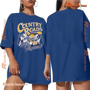 West Virginia Mountaineers Country Roads Graphic Unisex T-shirt, V-neck Ladies