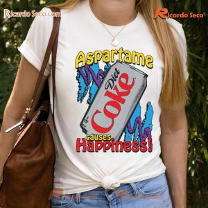 Aspartame Causes Happiness Diet Coke Graphic Unisex Tee, Classic Men Shirt