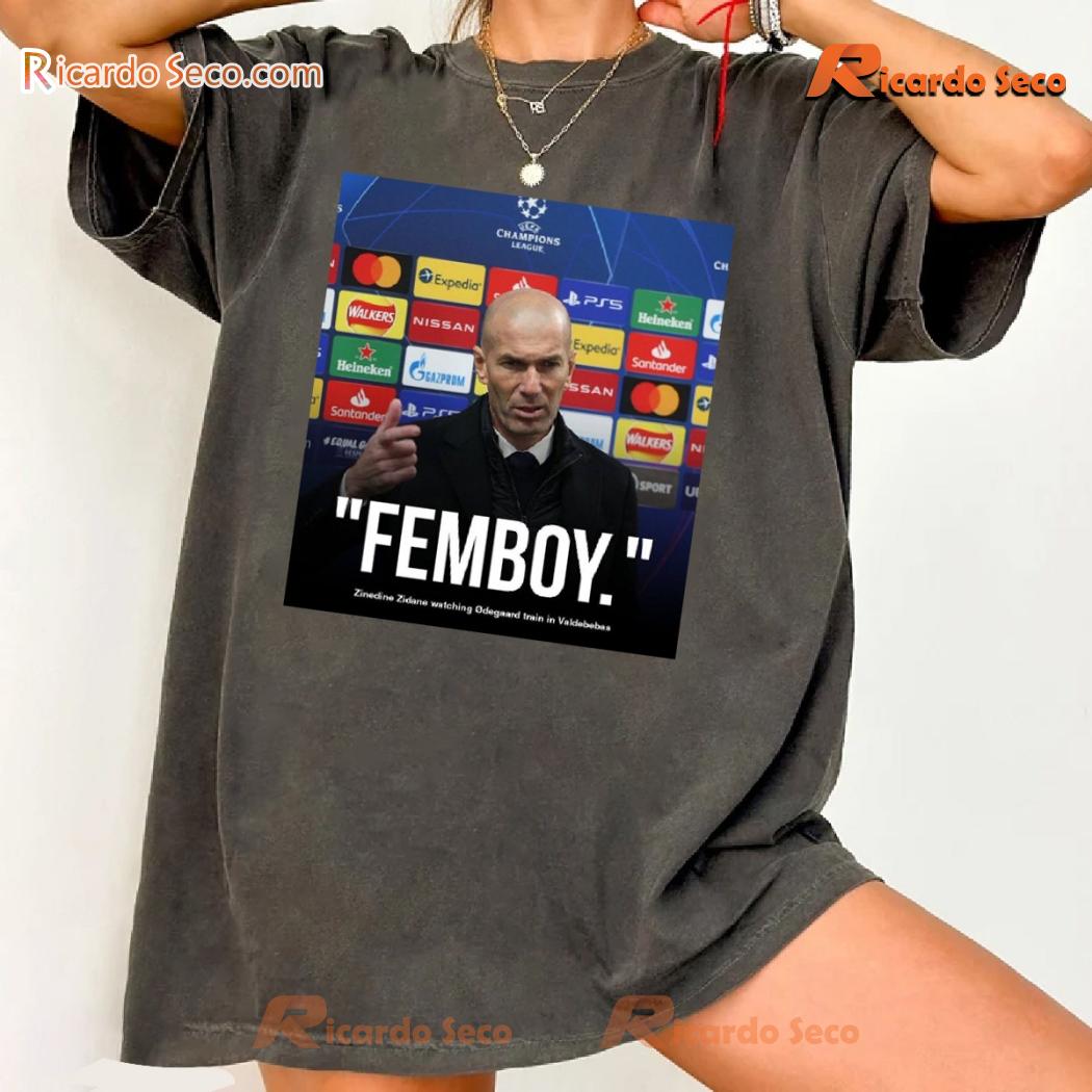 Femboy Zinedine Zidane Watching Odegaard Train In Valdebebas Funny Graphic Unisex T-shirt, Classic Men Shirt b Femboy Zinedine Zidane Watching Odegaard Train In Valdebebas Funny Graphic Unisex T-shirt, Classic Men Shirt b