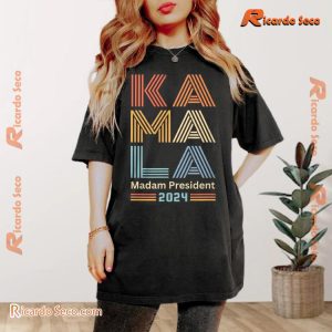 Kamala Harris 2024 Madam President Printed Unisex Tee, Comfort Colors, Classic Men Shirt a