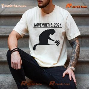 Kamala Harris November 5 2024 Cat Pushing Republican Graphic Unisex T-shirt, Classic Men Shirt