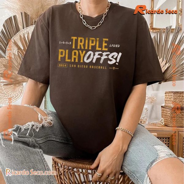 Mlb San Diego Padres 5+4+4=3 Triple Playoffs 2024 San Diego Baseball Lfgsd Graphic Unisex T-shirt, Classic Men Shirt