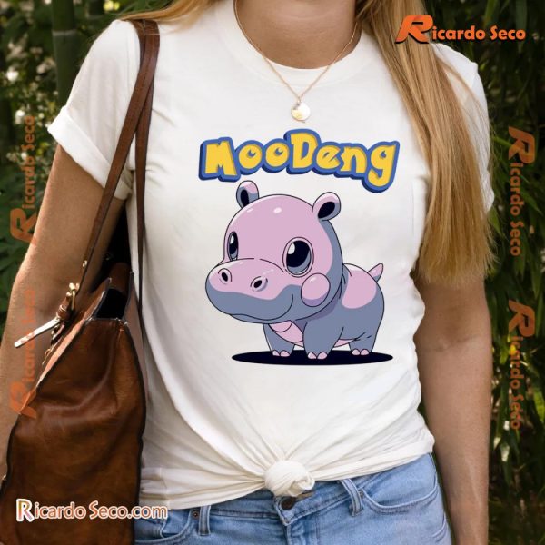 Moo Deng  Moomon Chibi T-shirt, Gift For Fan, Classic Men Shirt. V-neck Ladies