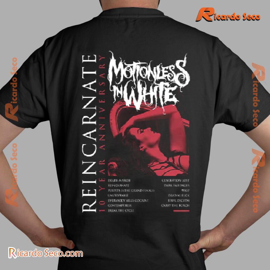 Motionless In White Reincarnate 10 Year Anniversary Tracklist Graphic Unisex T-shirt, Classic Men Shirt, Hoodie, Sleeve b Motionless In White Reincarnate 10 Year Anniversary Tracklist Graphic Unisex T-shirt, Classic Men Shirt, Hoodie, Sleeve b