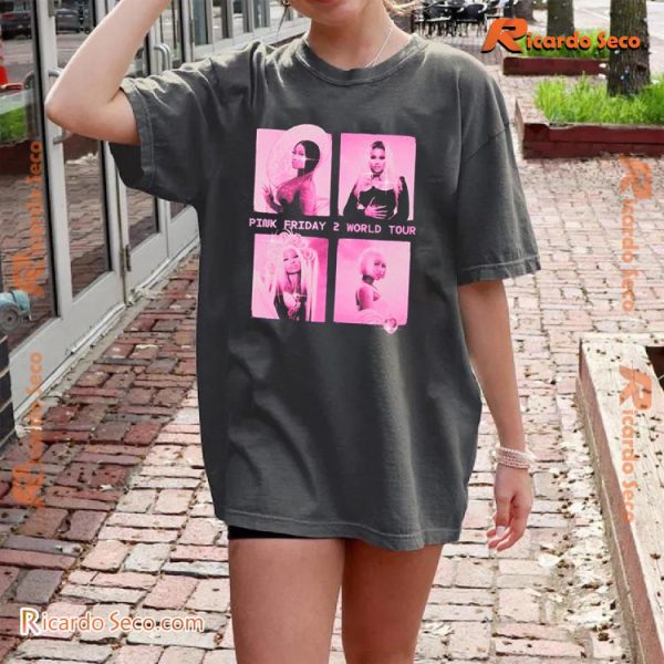 Nicki Minaj Pink Friday 2 World Tour Grid Graphic Unisex T-shirt, Classic Men Shirt