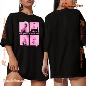 Nicki Minaj Pink Friday 2 World Tour Grid Graphic Unisex T-shirt, Classic Men Shirt b