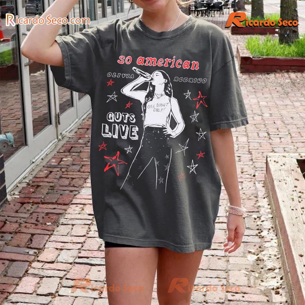 Olivia Rodrigo So American Guts Live Gift For Fan Graphic Unisex T-shirt Olivia Rodrigo So American Guts Live Gift For Fan Graphic Unisex T-shirt
