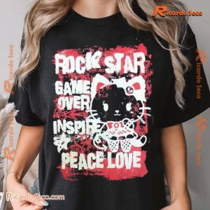 Rock Star Game Over Inspire Peace Love Graphic Unisex T-shirt, Classic Women Shirt, V-neck Ladies a