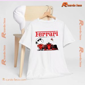 Snoopy Dog X F1 Racing Ferrari Formula 1 Team Graphic Unisex T-shirt, Classic Men Shirt a