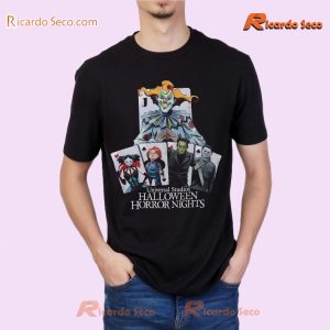 Universal Studios Halloween Horror Nights Playing Card Characters Graphic Unisex Tee, Classic Men Shirt b