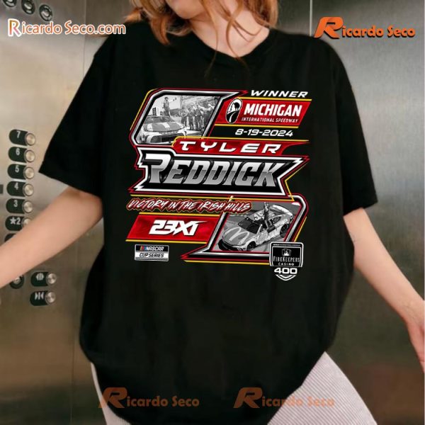 23xi Racing Black Tyler Reddick 2024 Firekeepers Casino 400 Race Winner Graphic Unisex T-shirt, Hoodie, Long Sleeve MADiG6U