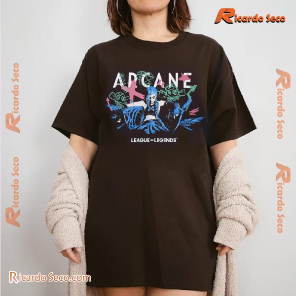 Arcane League Of Legends Ut Jinx Graphic Unisex T-shirt, V-neck Ladies