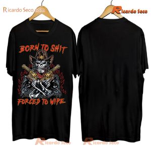 Born To Shit Forced To Wipe Skeleton Horror Vintage Classic Men Shirt-b KkBgC2P